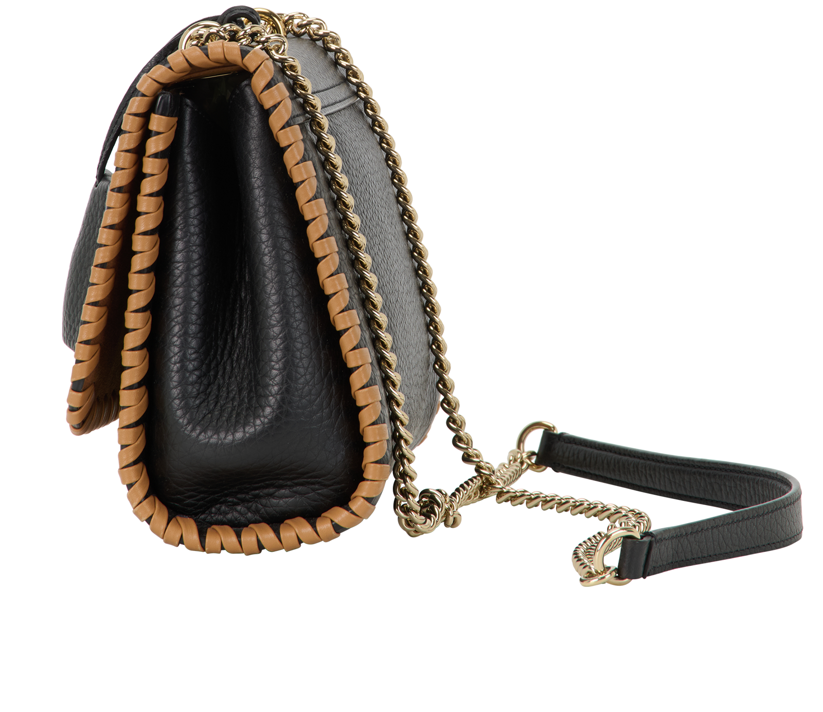 Braided Edge Lily, &pound;350, Handbags, Black/Tan, Leather, Bottom view